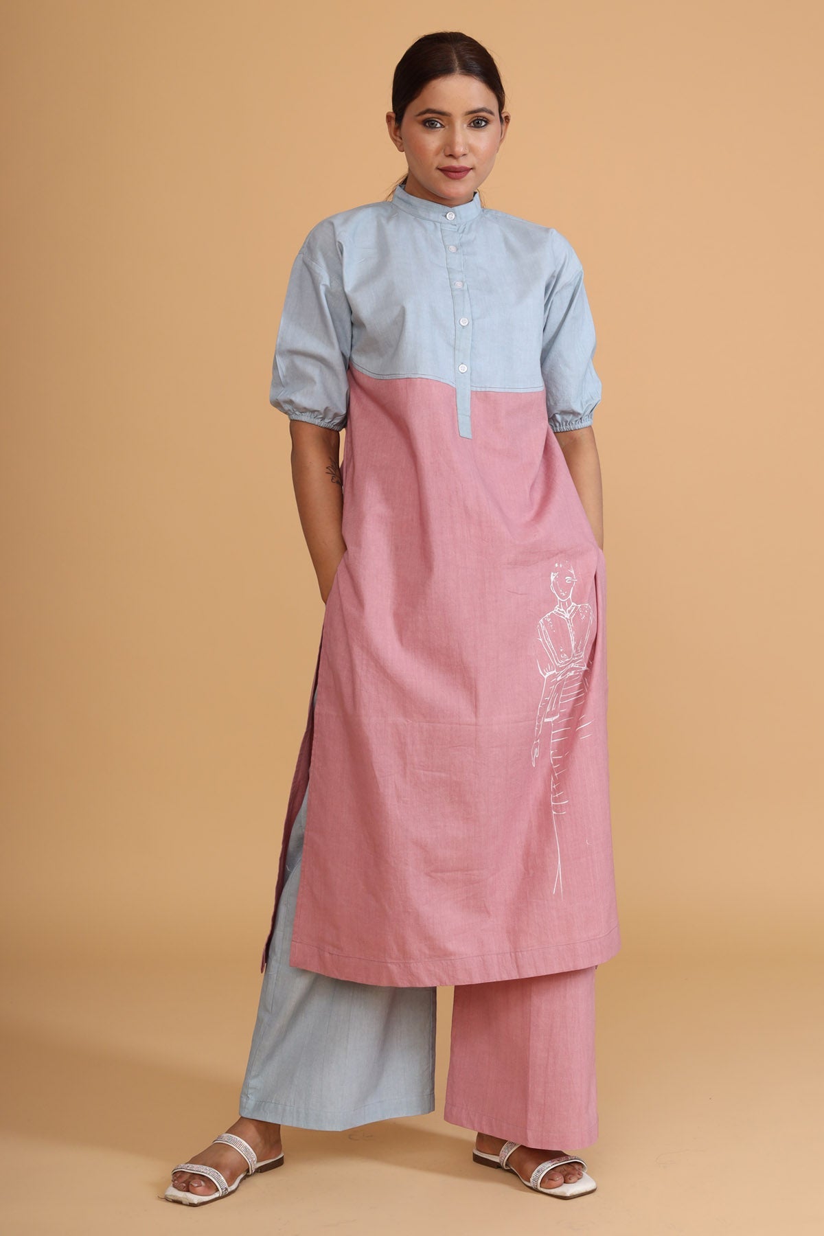 Buy Jaza Double Shaded Painted Tunic - Vibrant Elegance at ScrollnShops